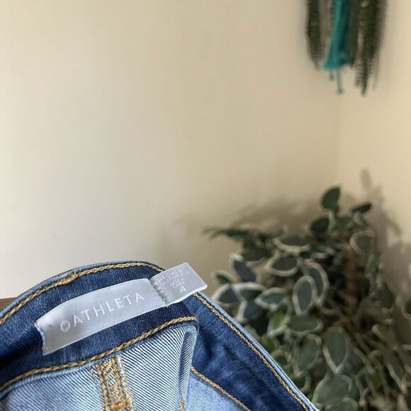 Athleta Sculptek Ultra Skinny Tuxedo Blue Two Tone Jean size 4 High Rise Stretch - Picture 6 of 8
